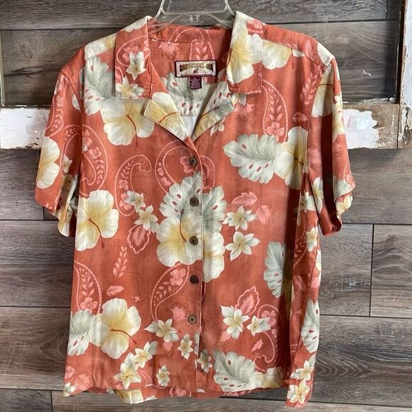 CARIBBEAN JOE Mens Tropical Floral Rayon Button Up Short Sleeve Dress Shirt  XL - Picture 3 of 5